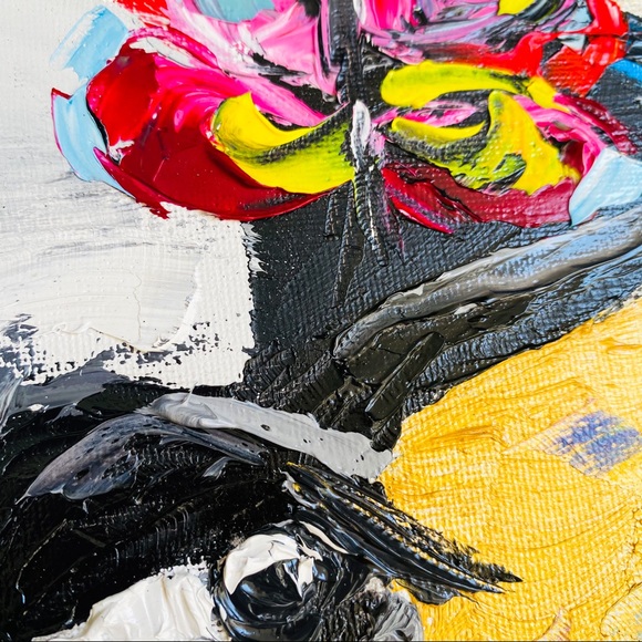 Cow Wall Art Butterflies Painting Original Canvas - Picture 9 of 13